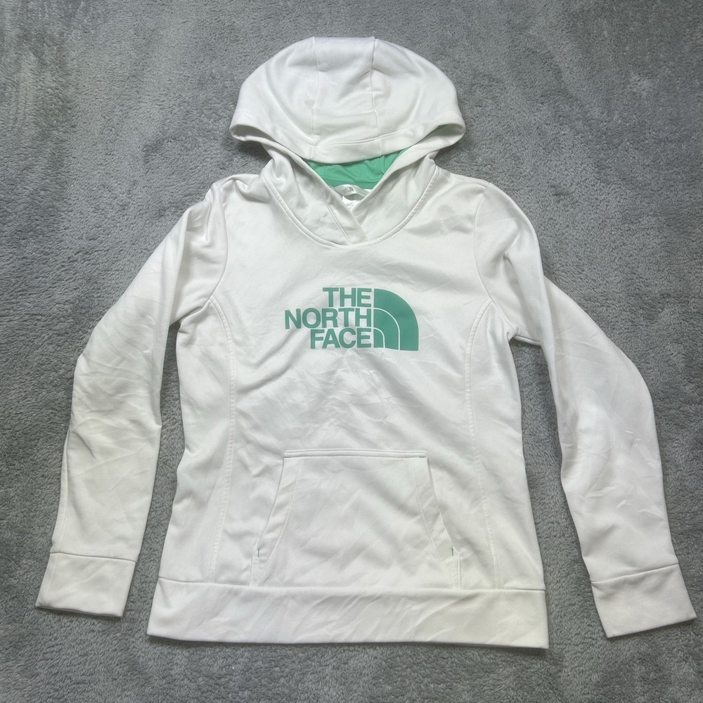 North Face Half‎ Dome Hoodie Women's M White Green Hooded Sweatshirt Outdoor